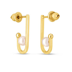 14k Yellow Gold J Hoop Pearl Earrings - Sable Gold