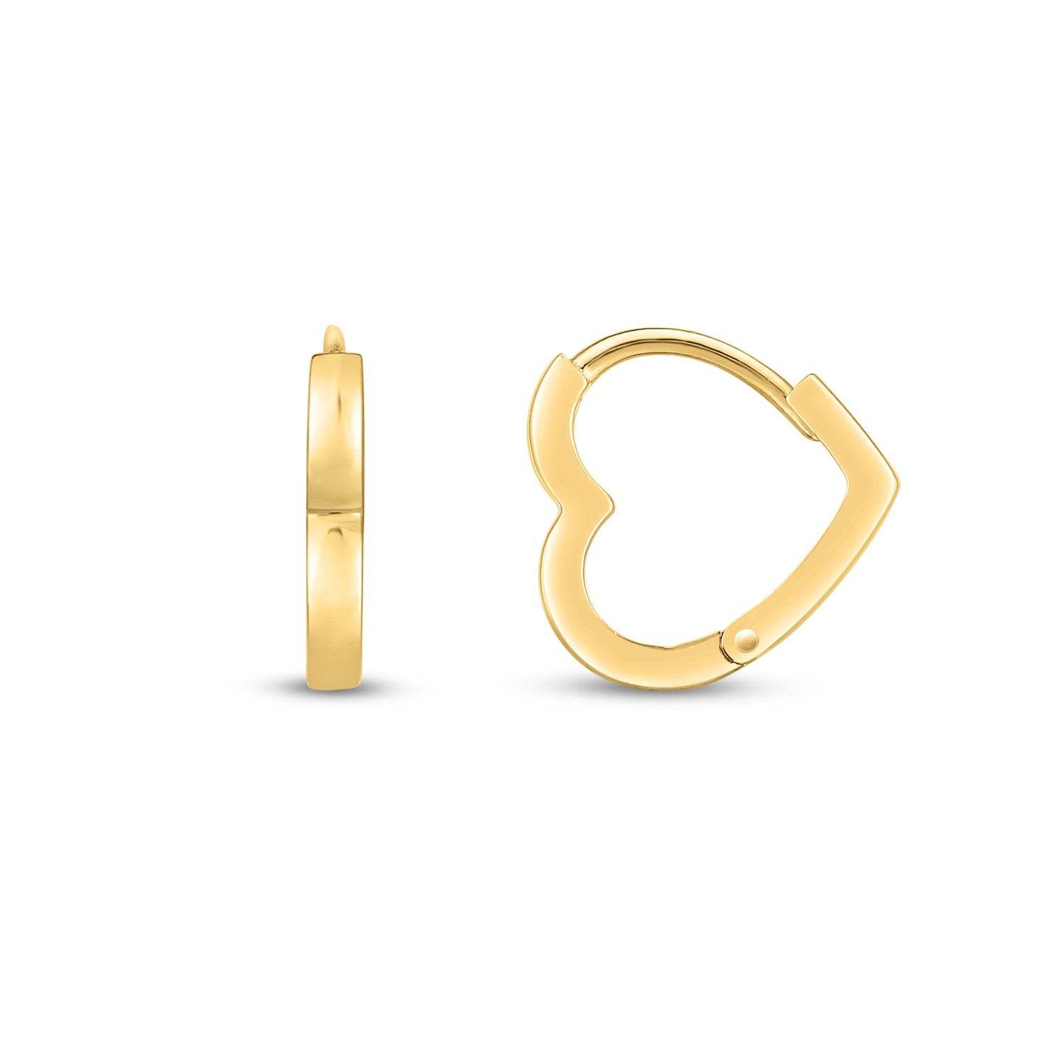 14k Yellow Gold Heart Huggie Hoops - Sable Gold