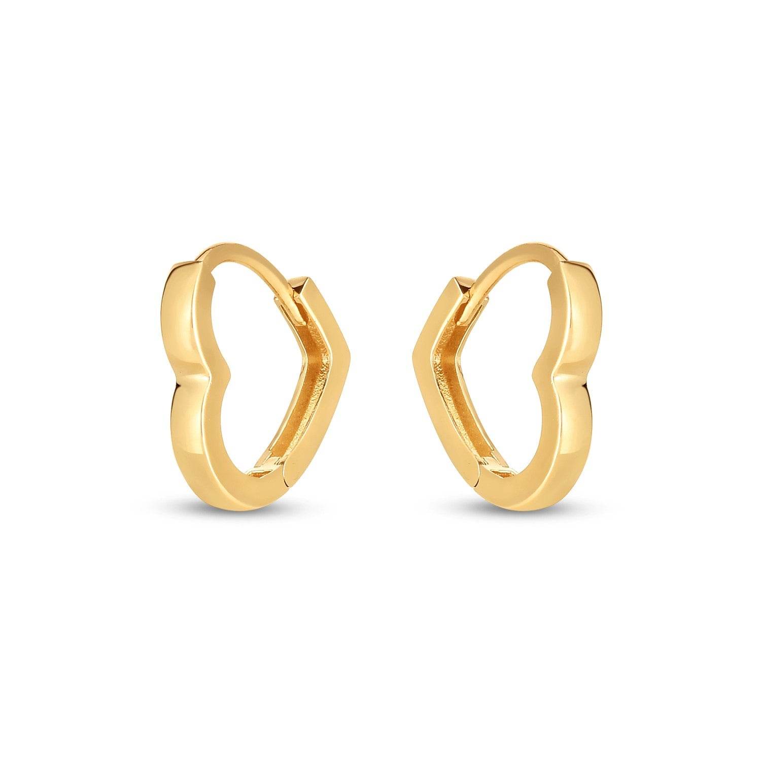 14k Yellow Gold Heart Huggie Hoops - Sable Gold