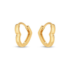 14k Yellow Gold Heart Huggie Hoops - Sable Gold