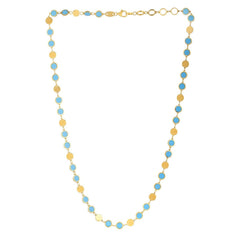 14k Yellow Gold Turquoise Geometric Mirror Gem Chain Necklace (5.00 mm) - Sable Gold