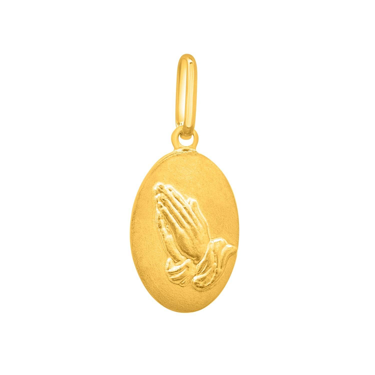 Religious Pendant with Praying Hands in 14K Yellow Gold - Sable Gold