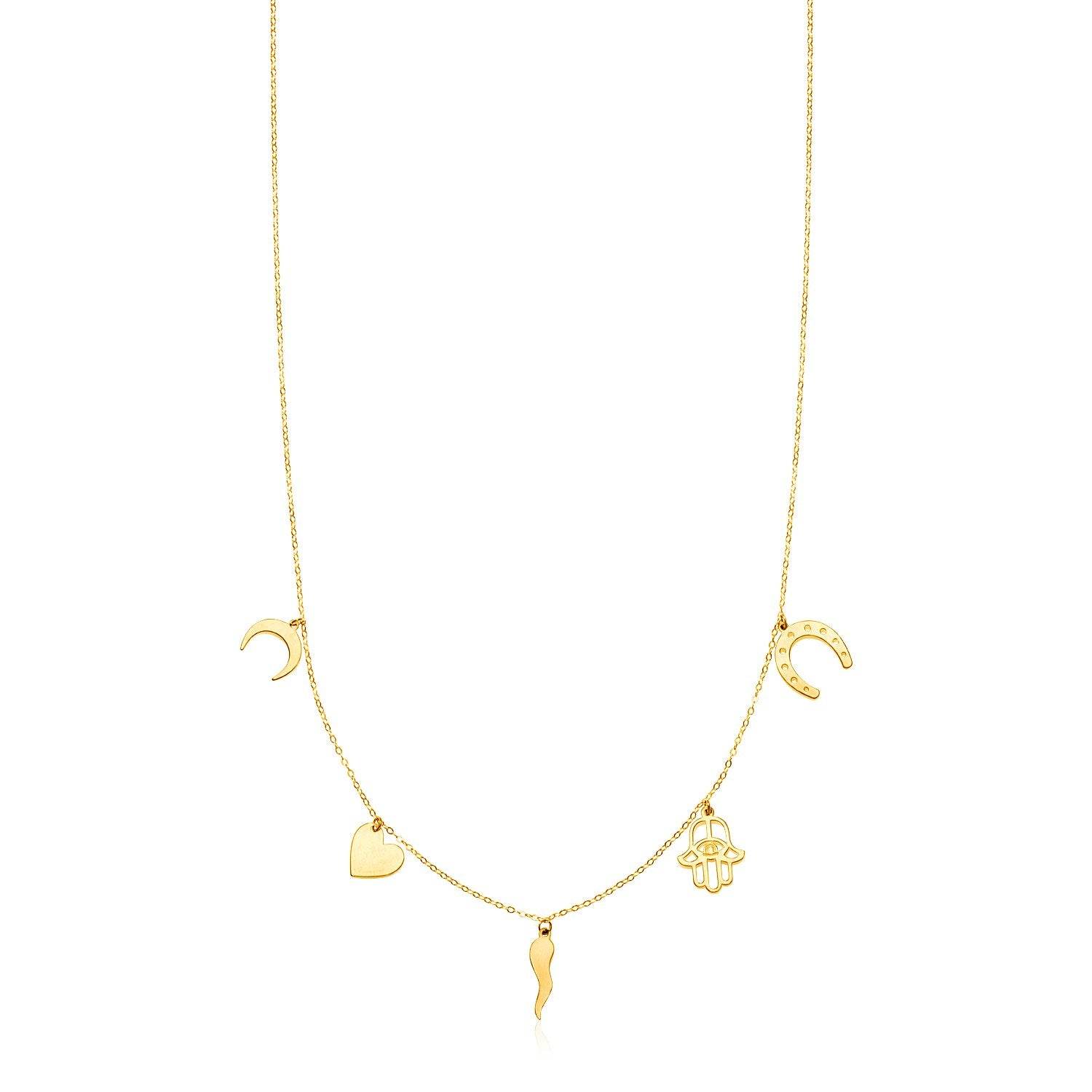 14K Yellow Gold Necklace with Polished Charms - Sable Gold