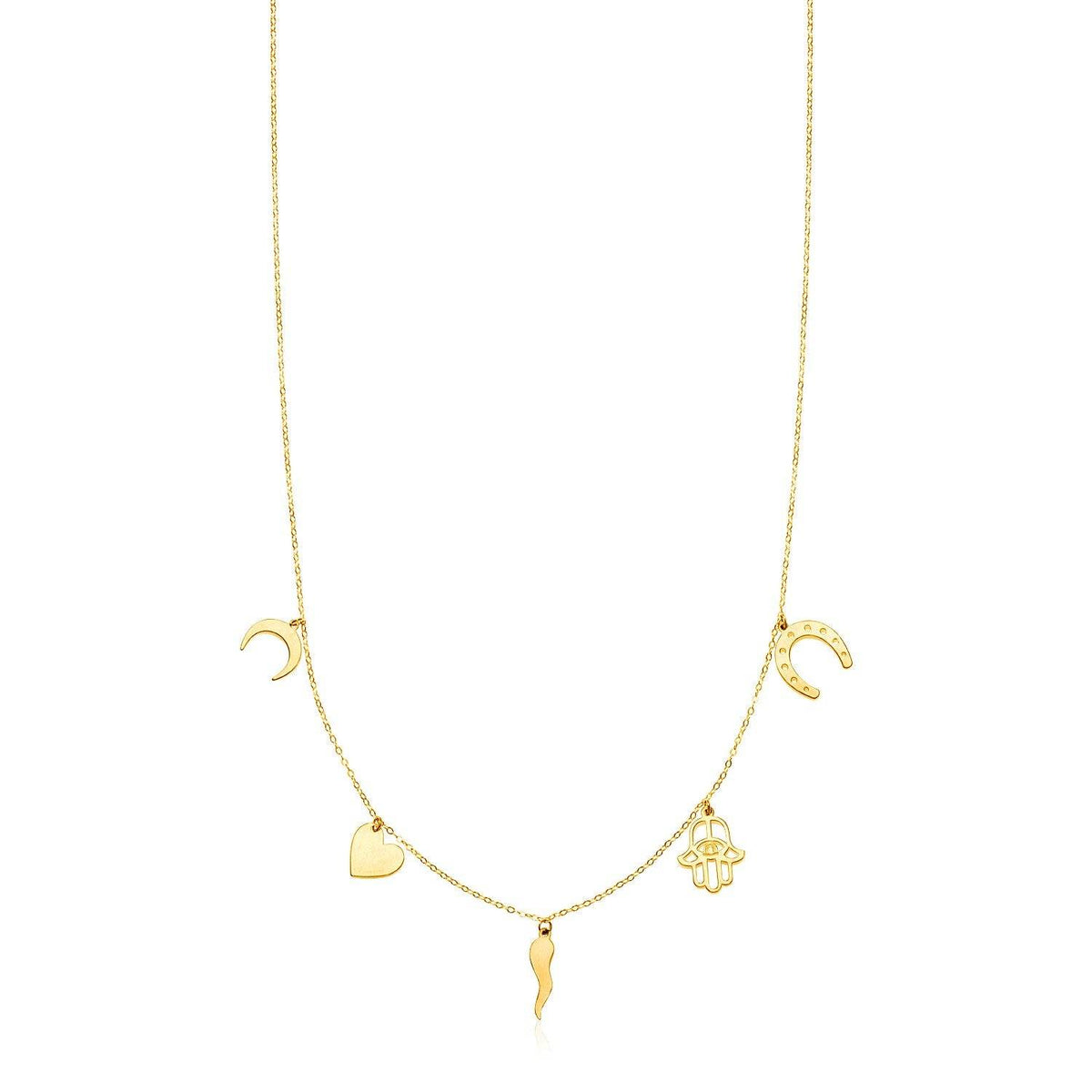 14K Yellow Gold Necklace with Polished Charms - Sable Gold