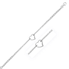 14k White Gold Cable Chain Anklet with Open Heart Station - Sable Gold