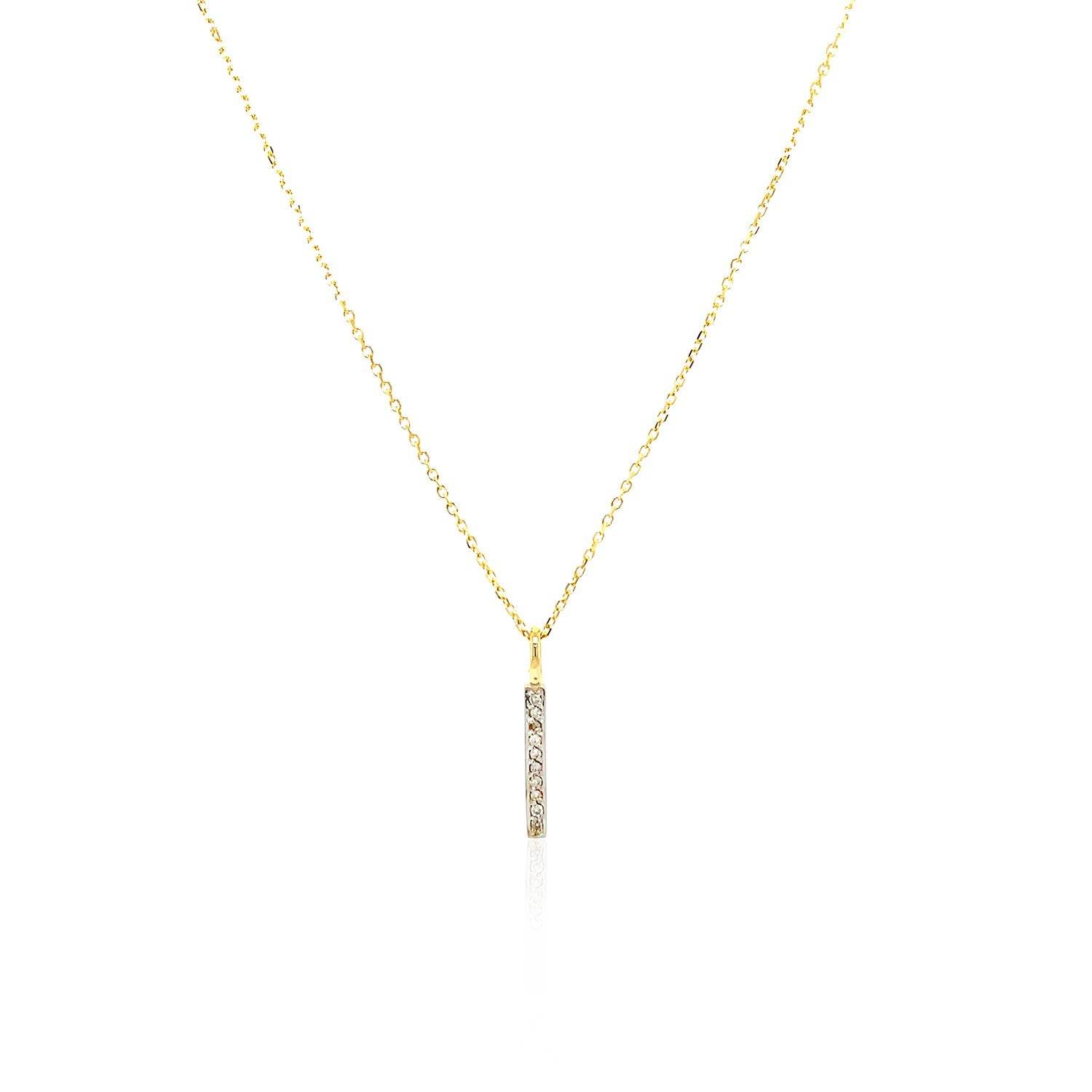 14k Yellow Gold Bar Pendant with Diamonds - Sable Gold