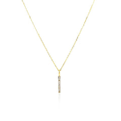 14k Yellow Gold Bar Pendant with Diamonds - Sable Gold