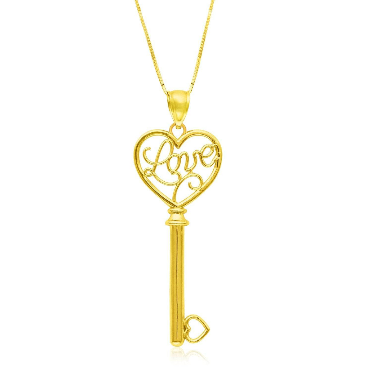 14k Yellow Gold Skeleton Key Style LOVE Pendant - Sable Gold