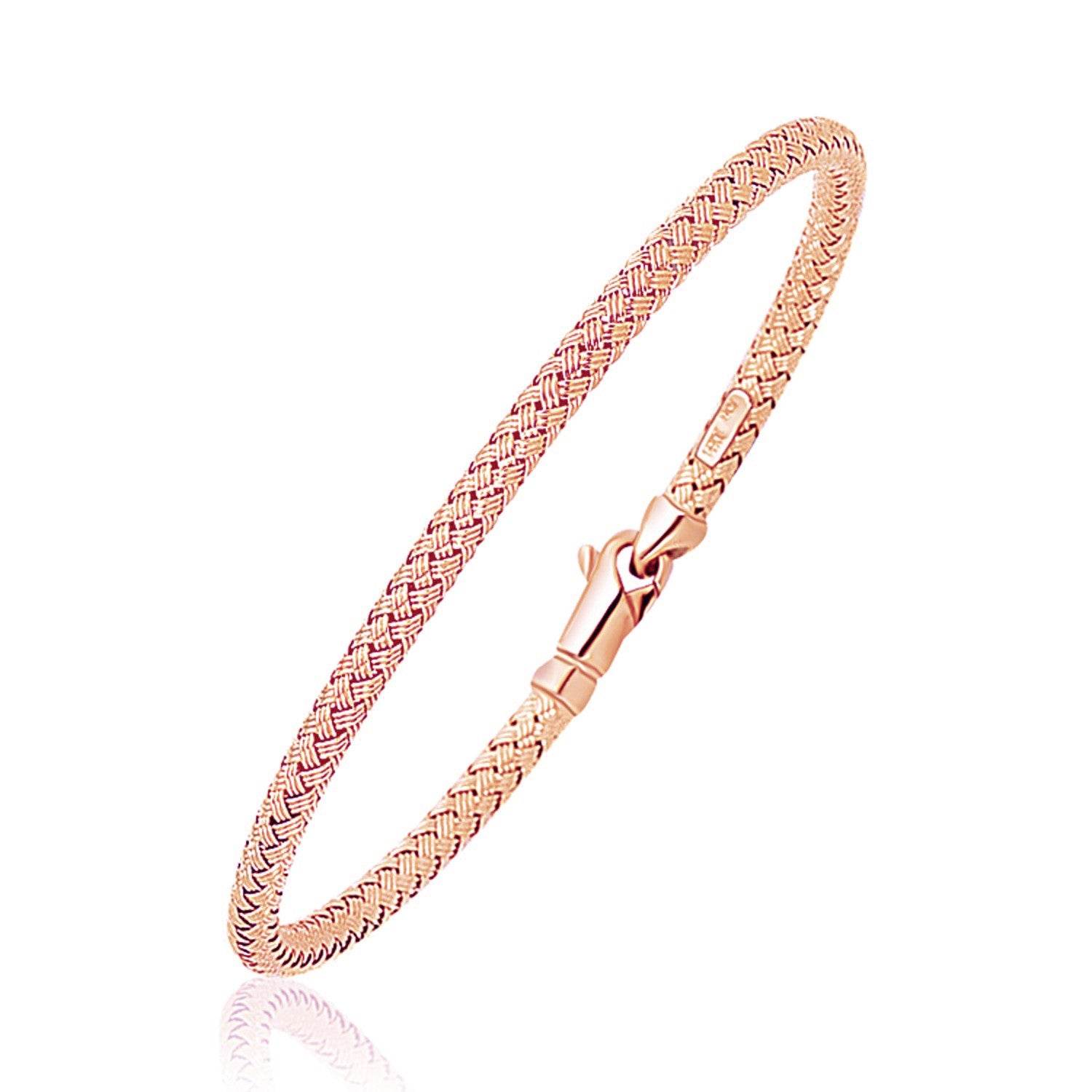 14k Rose Gold Fancy Weave Motif Bangle (3.40 mm) - Sable Gold