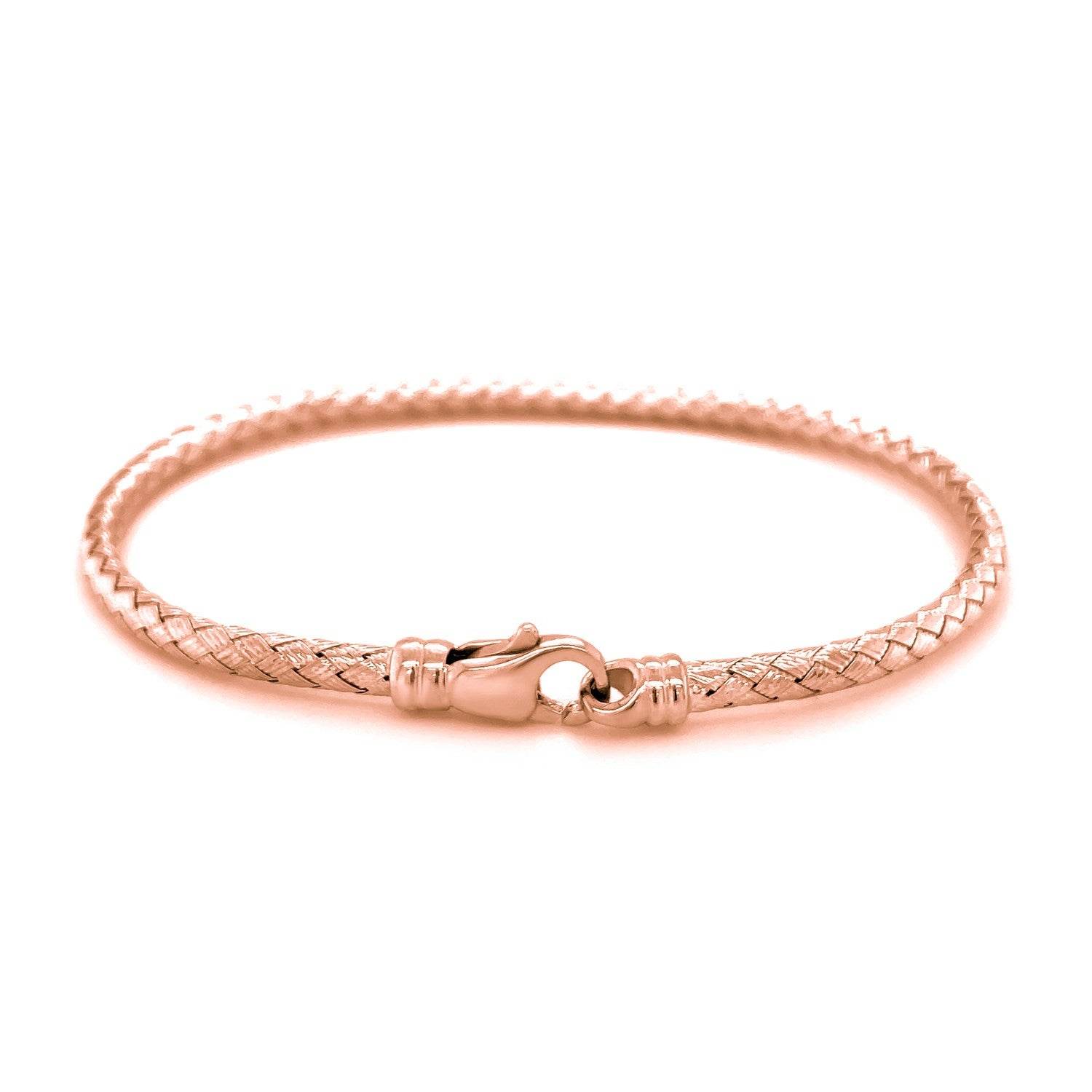 14k Rose Gold Fancy Weave Motif Bangle (3.40 mm) - Sable Gold