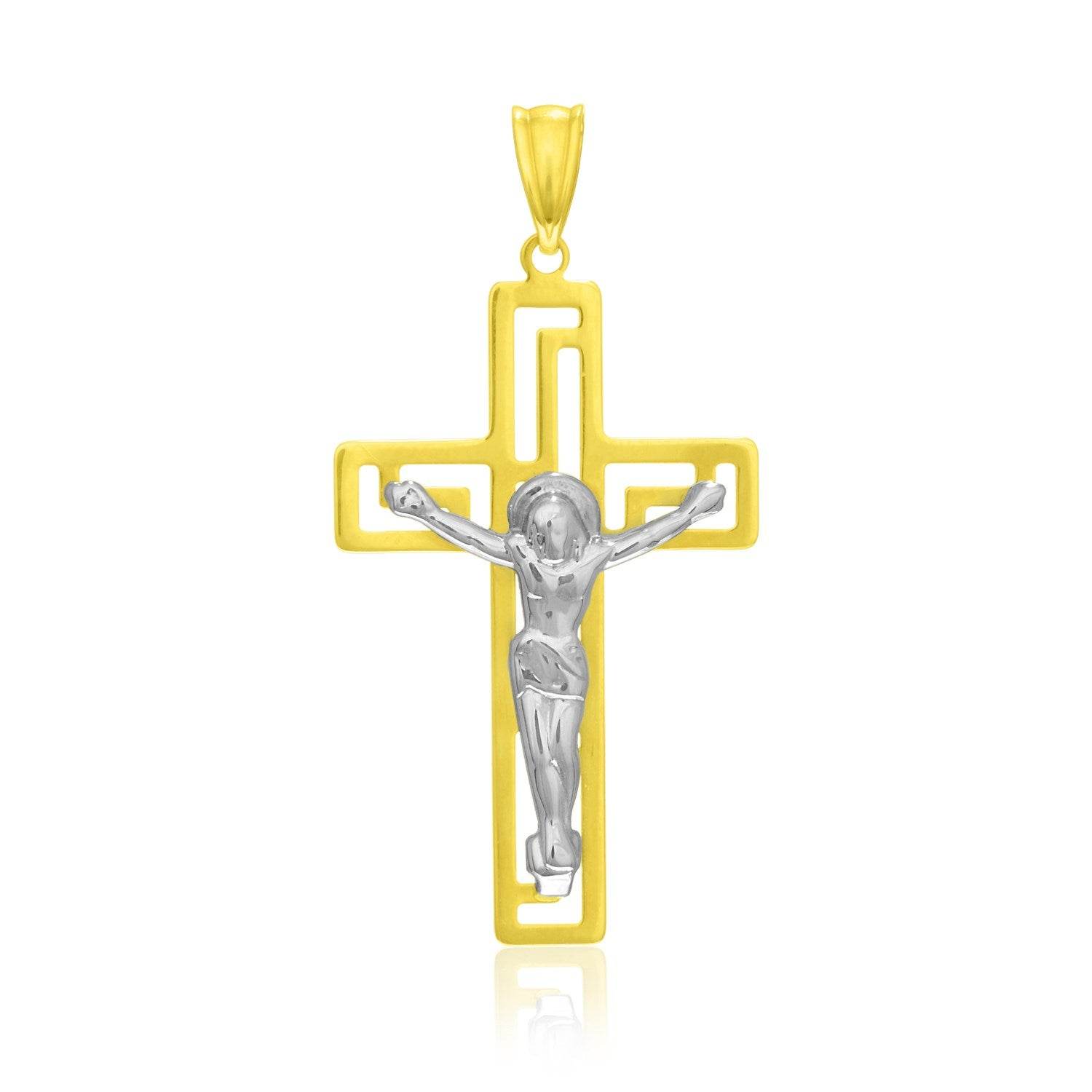 14k Two-Tone Gold Cross with Figure Pendant - Sable Gold