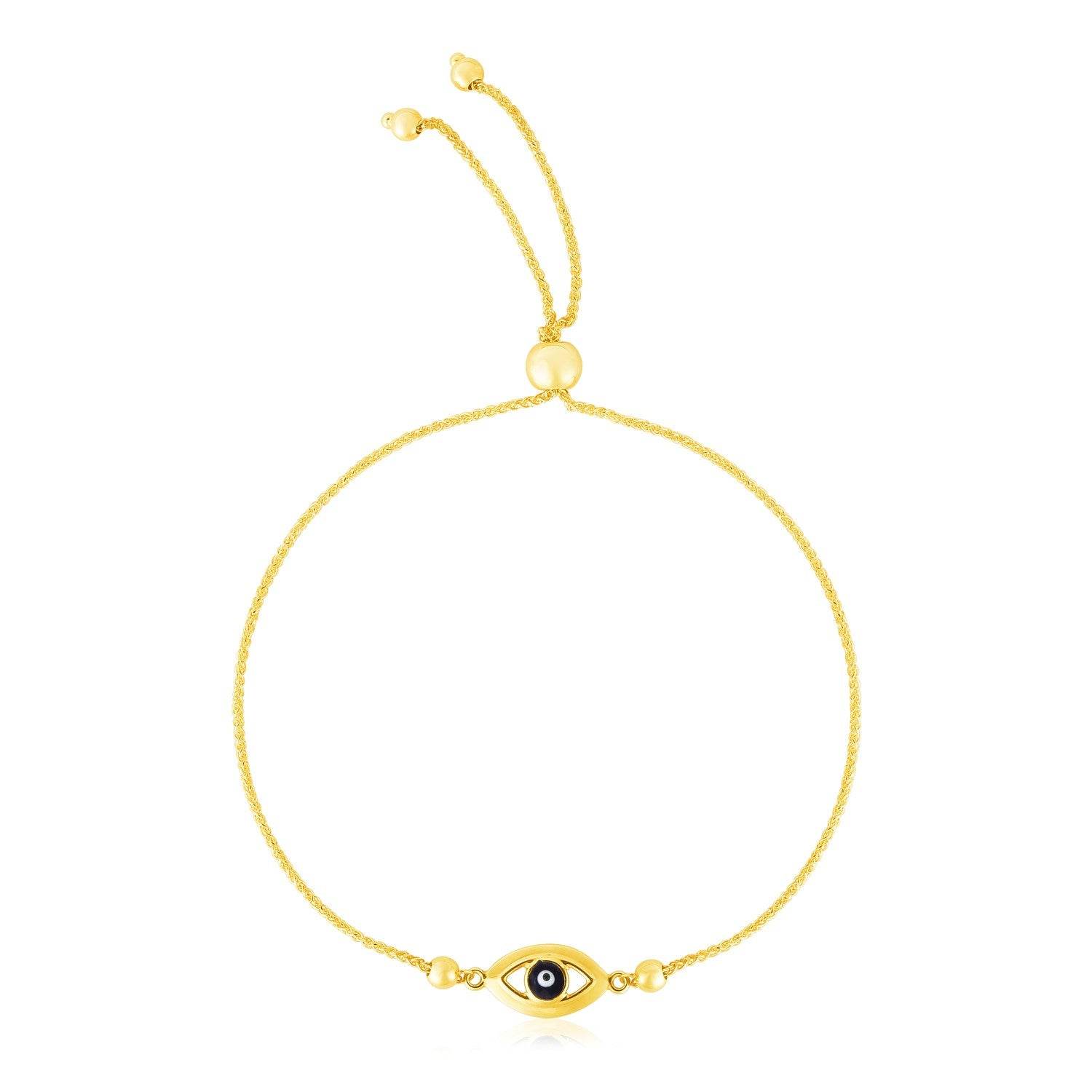 14k Yellow Gold Adjustable Evil Eye Bracelet (1.00 mm) - Sable Gold