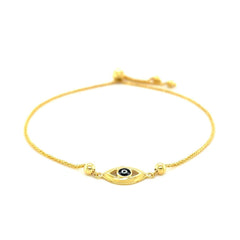 14k Yellow Gold Adjustable Evil Eye Bracelet (1.00 mm) - Sable Gold