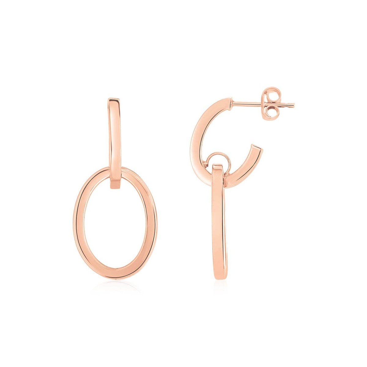 14K Rose Gold Interlocking Drop Hoop Earrings - Sable Gold