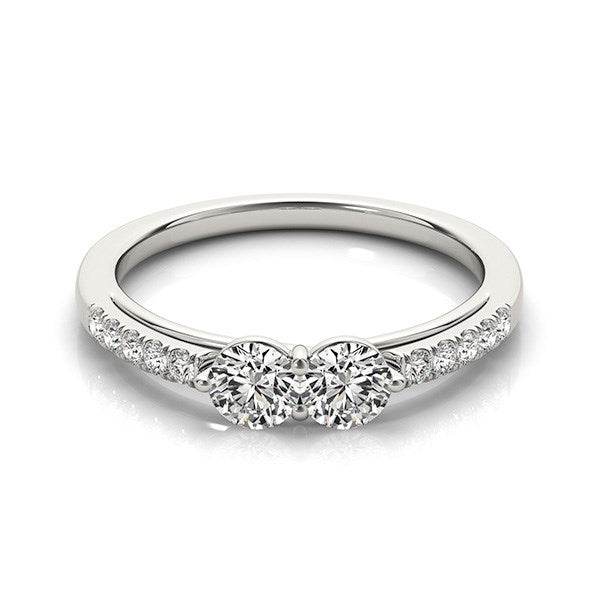 14k White Gold Two Stone Round Diamond Ring (5/8 cttw) - Sable Gold