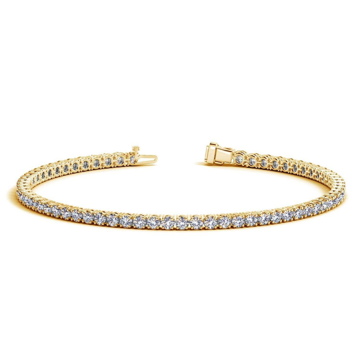 Lab Grown Round Diamond Tennis Bracelet in 14k Yellow Gold (3 cctw F/G VS2/SI1) - Sable Gold