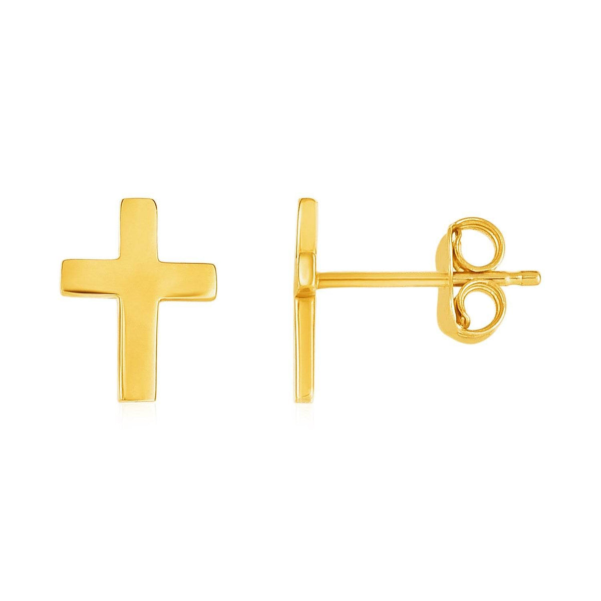 14k Yellow Gold Post Earrings with Crosses - Sable Gold