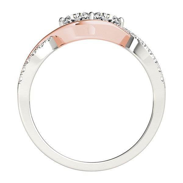 14k White And Rose Gold Infinity Style Two Stone Diamond Ring (5/8 cttw) - Sable Gold