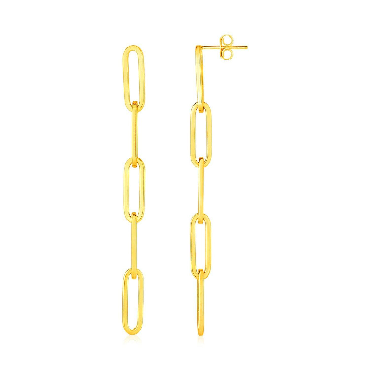 14K Yellow Gold Five Link Paperclip Chain Earrings - Sable Gold