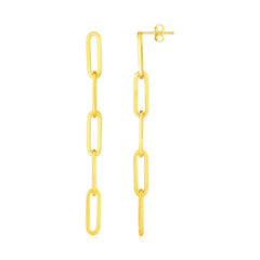 14K Yellow Gold Five Link Paperclip Chain Earrings - Sable Gold