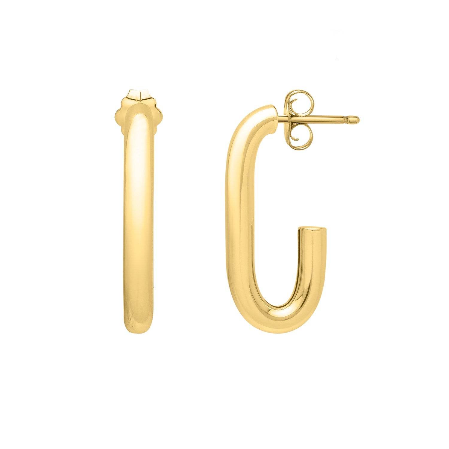 Paperclip Hoop Earrings in 14K Yellow Gold (27mmx12mm) - Sable Gold