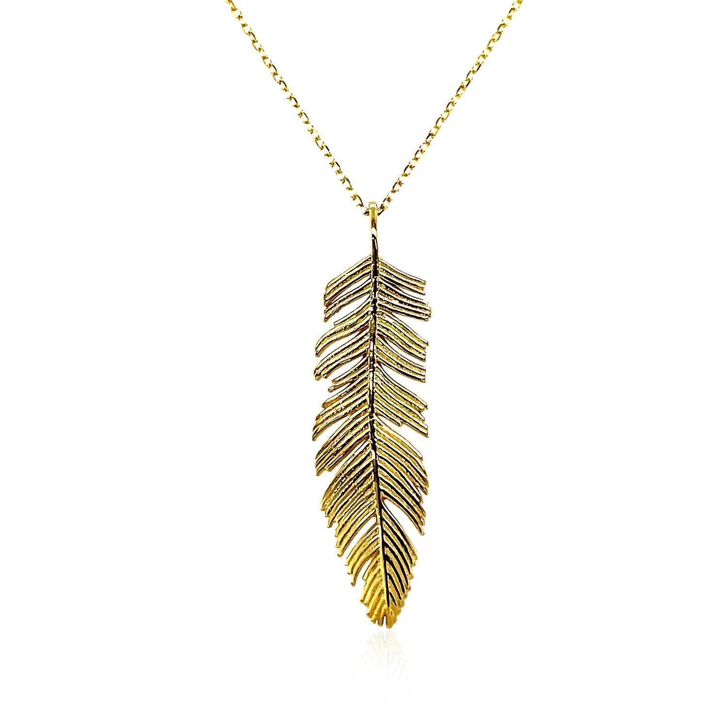 Feather Pendant in 10k Yellow Gold - Sable Gold