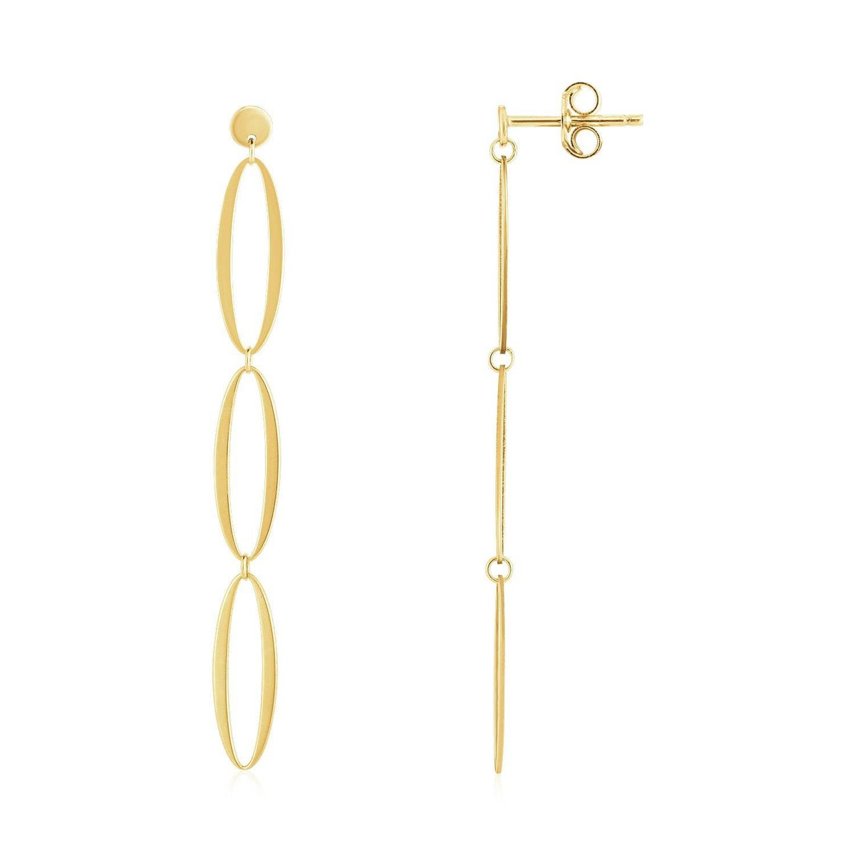 14K Yellow Gold Triple Oval Fancy Drop Earrings - Sable Gold