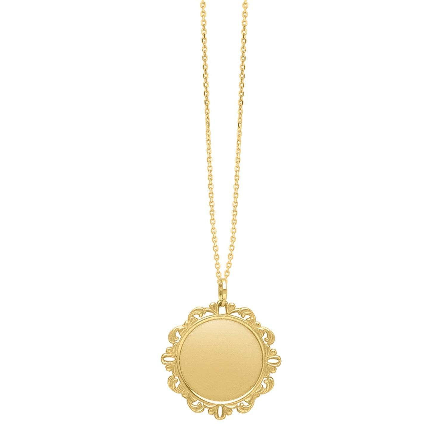 Baroque Round Pendant and Necklace in 14K Yellow Gold - Sable Gold