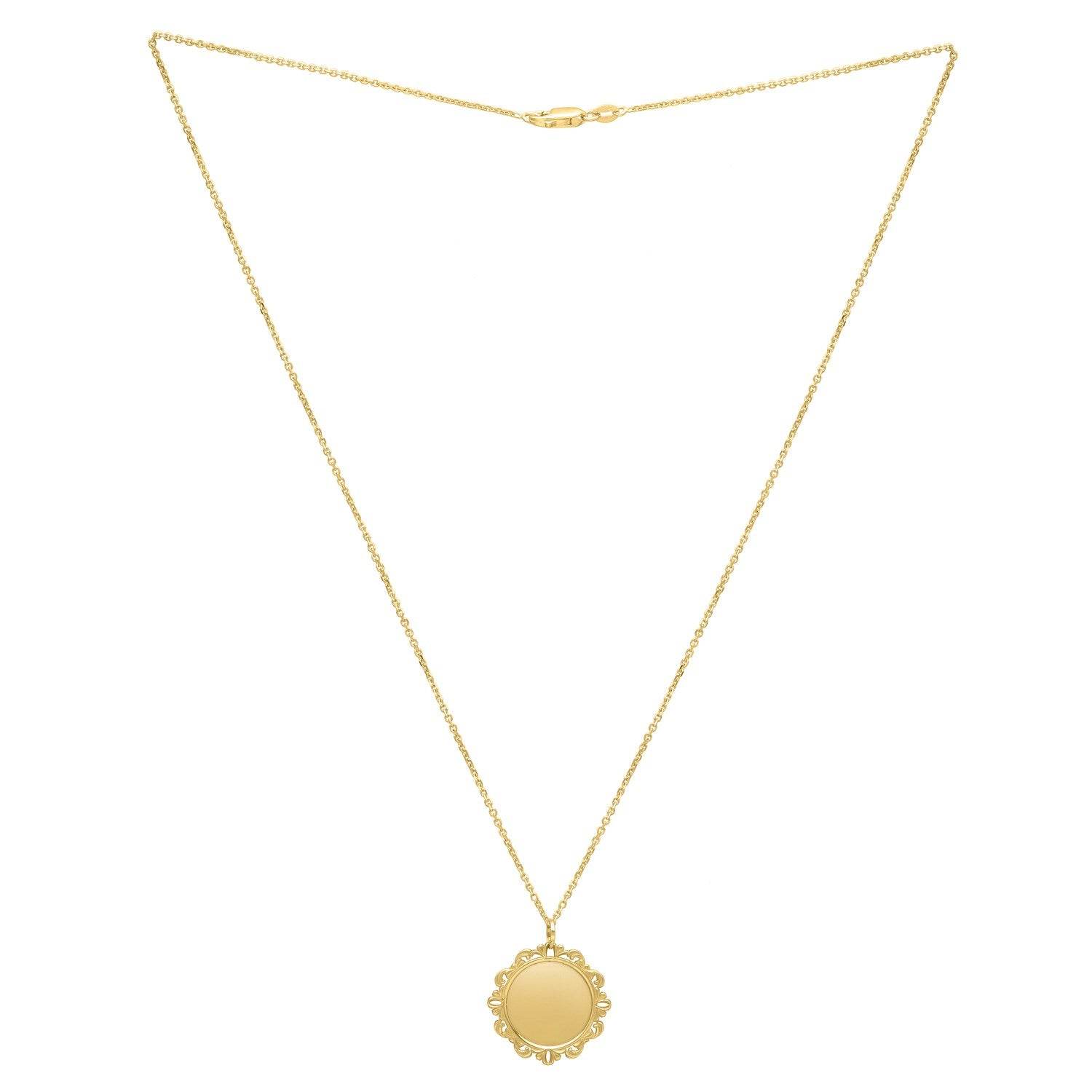 Baroque Round Pendant and Necklace in 14K Yellow Gold - Sable Gold