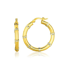 14k Two-Tone Gold Alternate Textured Hoop Earrings - Sable Gold