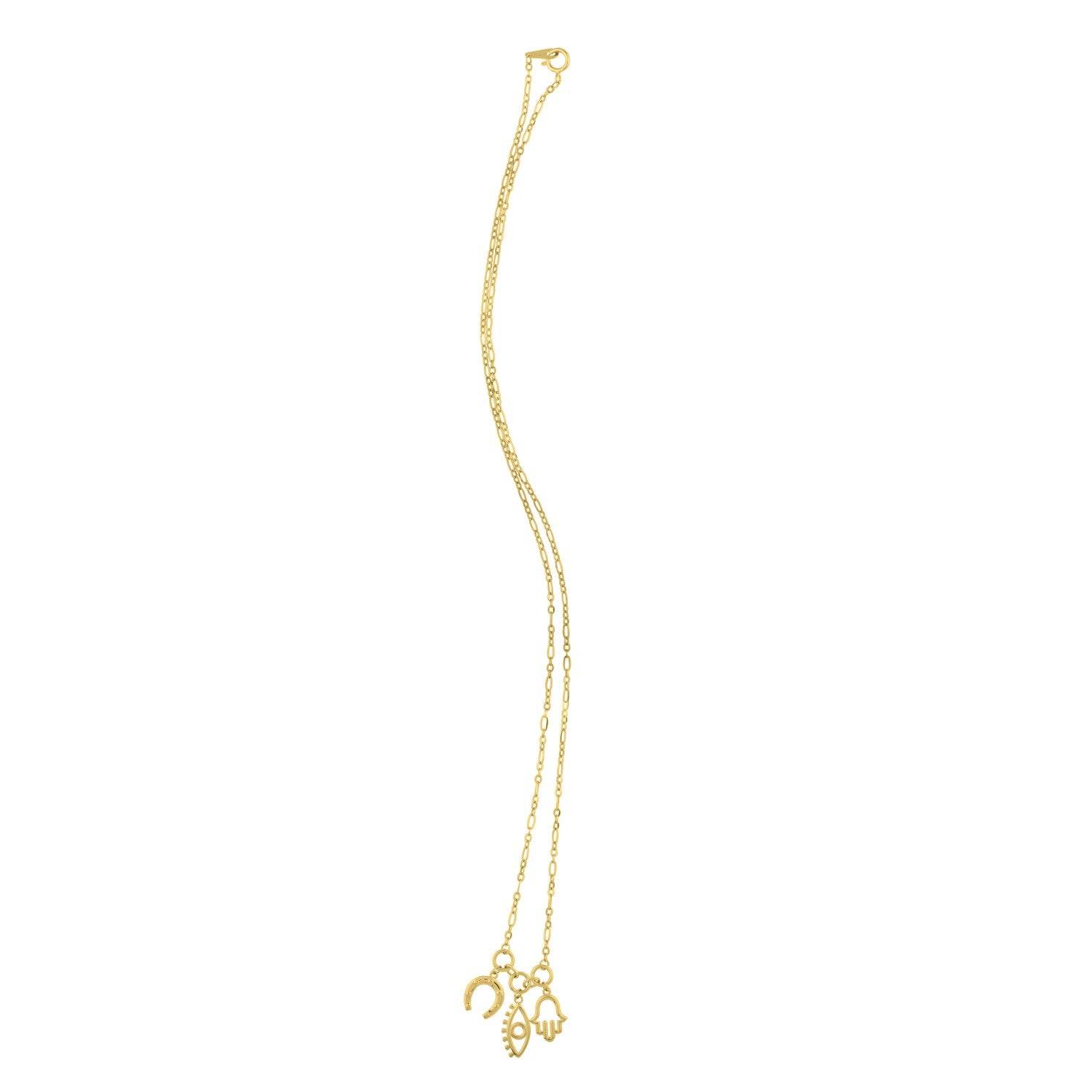 Drop Necklace with Lucky Charms in 14K Yellow Gold - Sable Gold