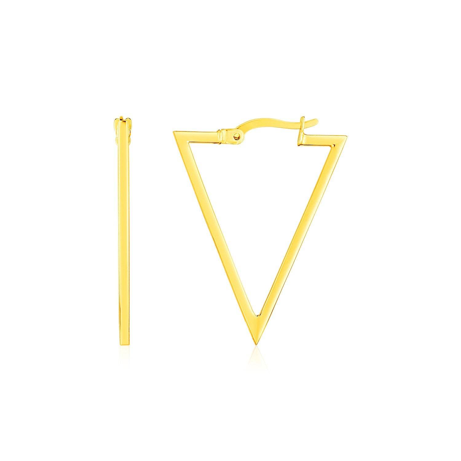 14K Yellow Gold Triangle Hoop Earrings - Sable Gold