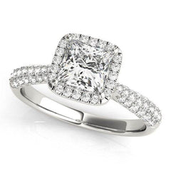 14k White Gold Halo Pave Band Diamond Engagement Ring (1 1/3 cttw) - Sable Gold