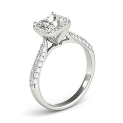 14k White Gold Halo Pave Band Diamond Engagement Ring (1 1/3 cttw) - Sable Gold