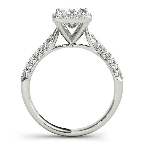 14k White Gold Halo Pave Band Diamond Engagement Ring (1 1/3 cttw) - Sable Gold