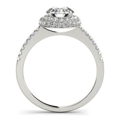 14k White Gold Classic Round Diamond Pave Design Engagement Ring (1 1/2 cttw) - Sable Gold