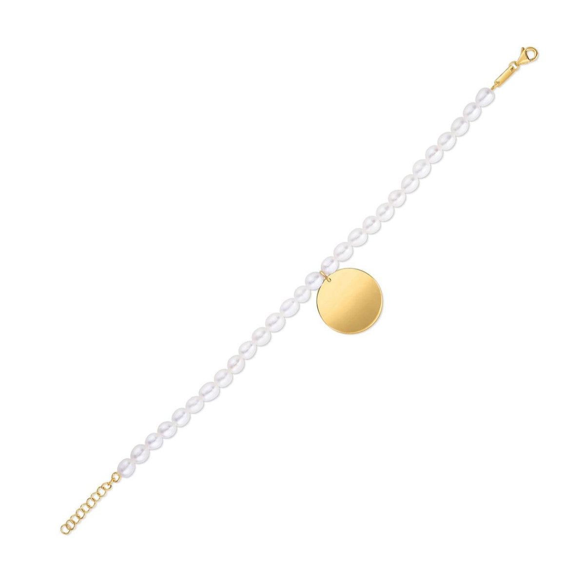 14k Yellow Gold Pearl Tag Charm Bracelet - Sable Gold