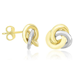 14k Two-Tone Gold Shiny Intertwined Open Circle Earrings - Sable Gold