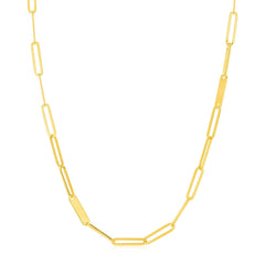 14k Yellow Gold Alternating Paperclip Chain Link and Gold Bar Necklace - Sable Gold