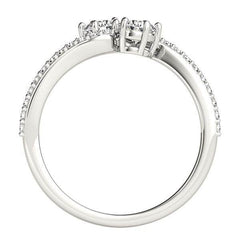 Curved Band Two Stone Diamond Ring in 14k White Gold (3/4 cttw) - Sable Gold