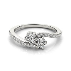 Curved Band Two Stone Diamond Ring in 14k White Gold (3/4 cttw) - Sable Gold