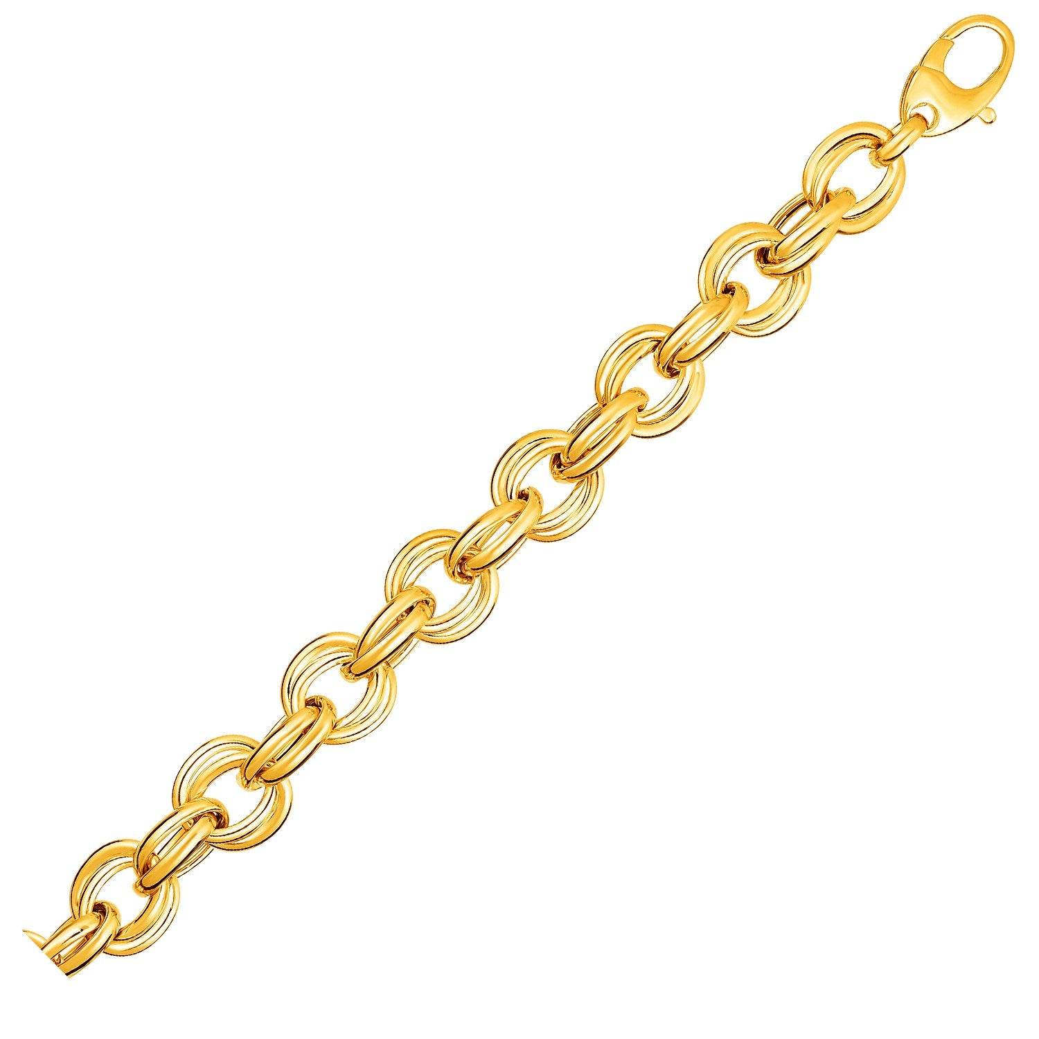 Twisted Double Link Bracelet in 14k Yellow Gold (11.80 mm) - Sable Gold