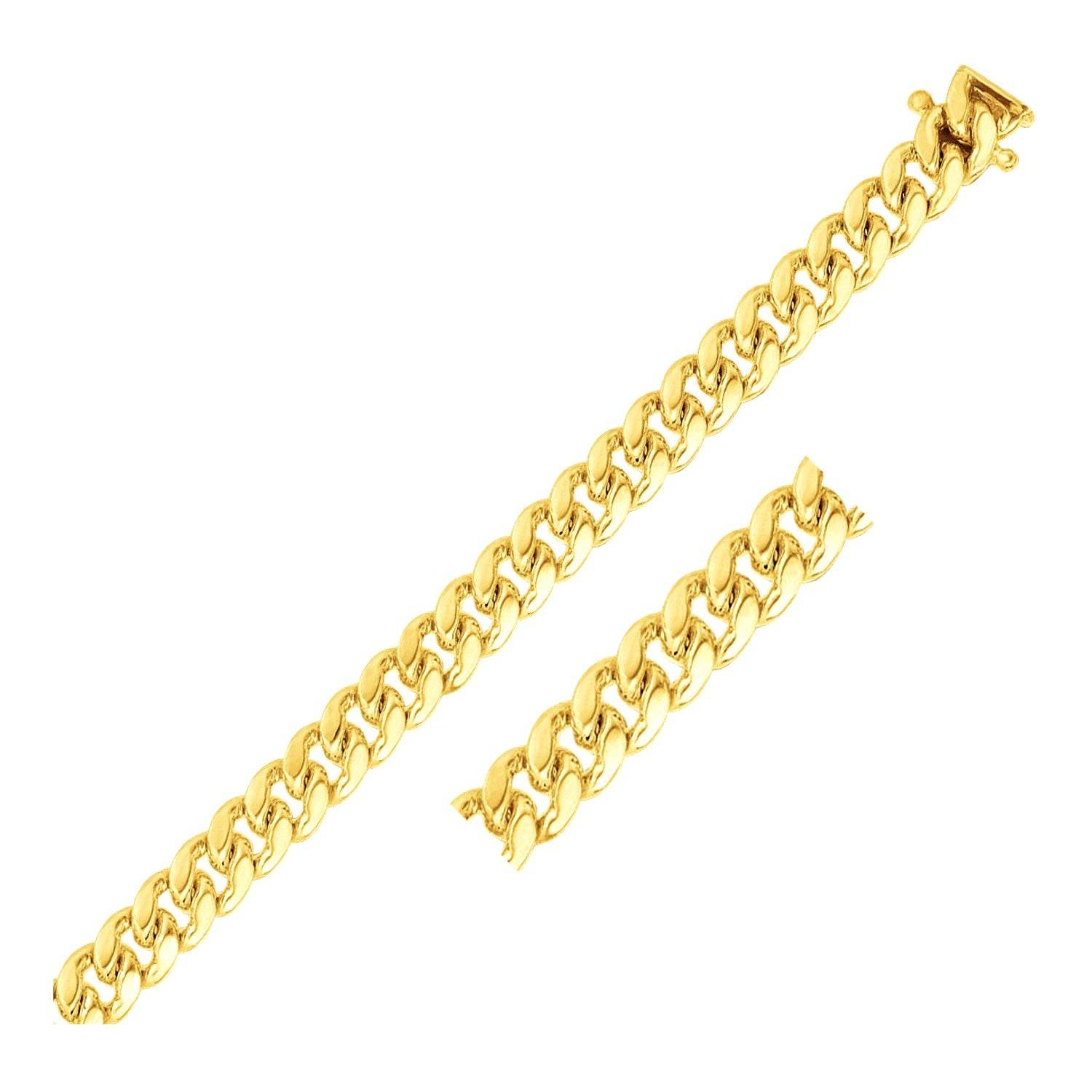 14k Yellow Gold Classic Miami Cuban Solid Bracelet (8.20 mm) - Sable Gold