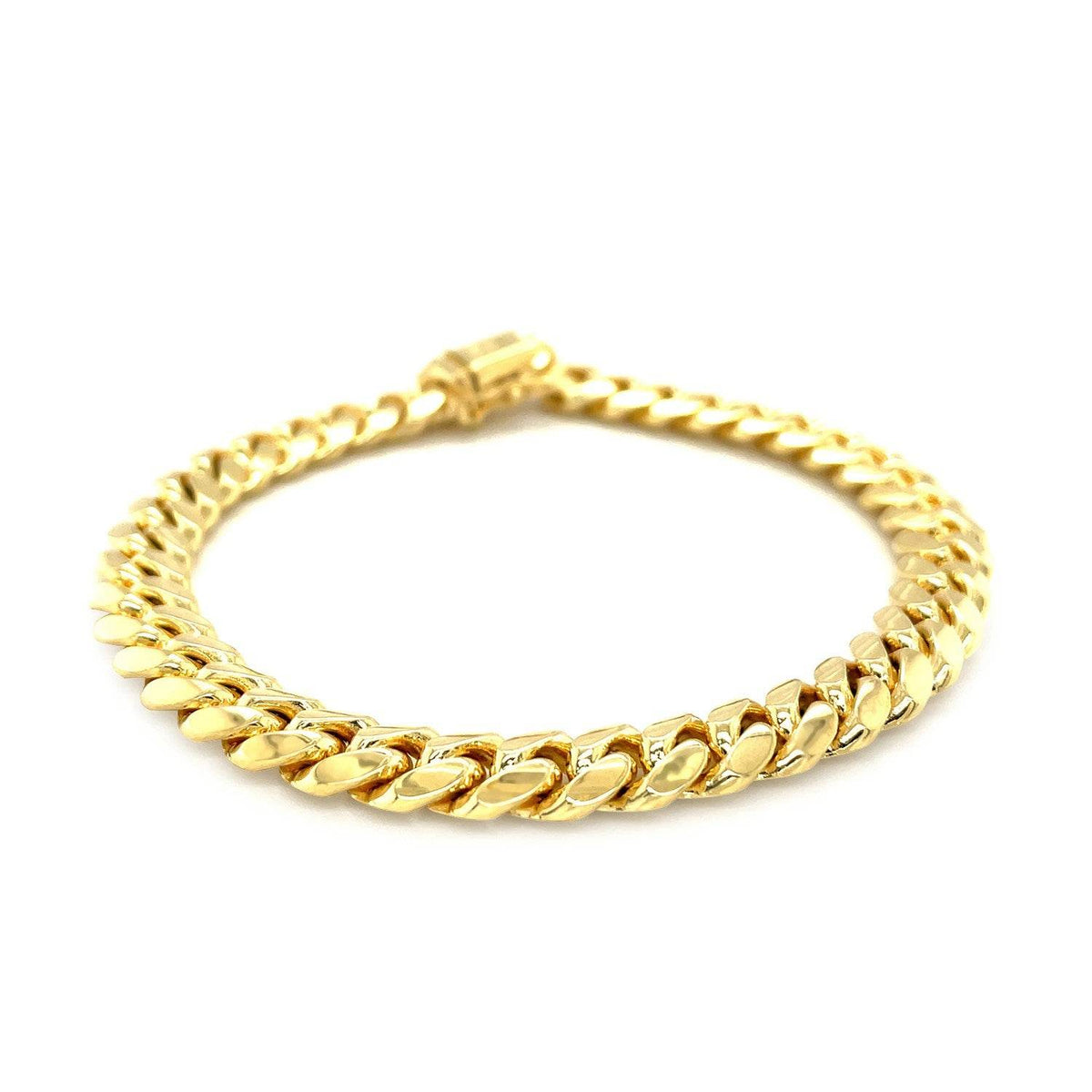 14k Yellow Gold Classic Miami Cuban Solid Bracelet (8.20 mm) - Sable Gold