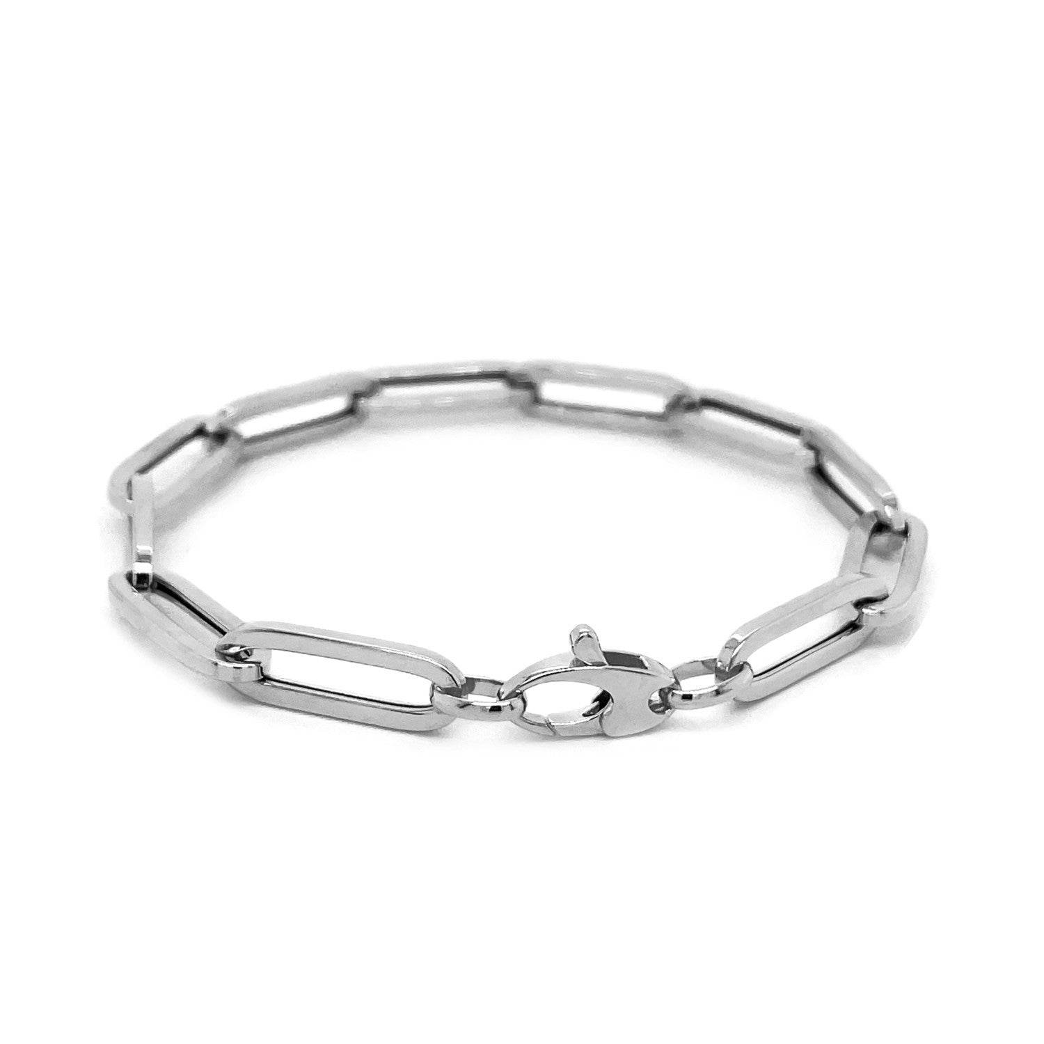 14K White Gold Extra Wide Paperclip Chain Bracelet (6.10 mm) - Sable Gold