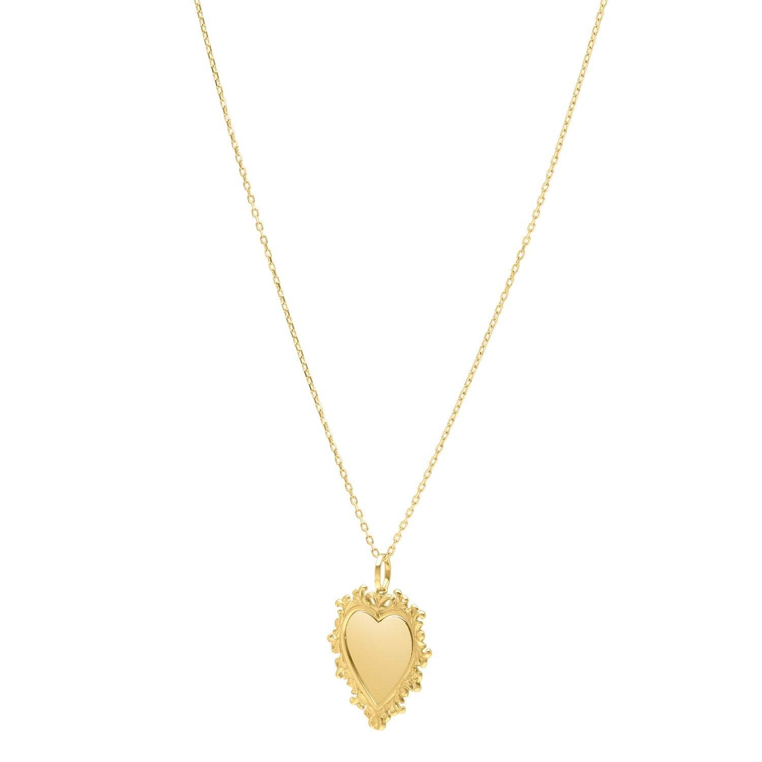 Baroque Heart Necklace in 14K Yellow Gold - Sable Gold