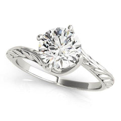 14k White Gold Bypass Round Solitaire Diamond Engagement Ring (1 cttw) - Sable Gold