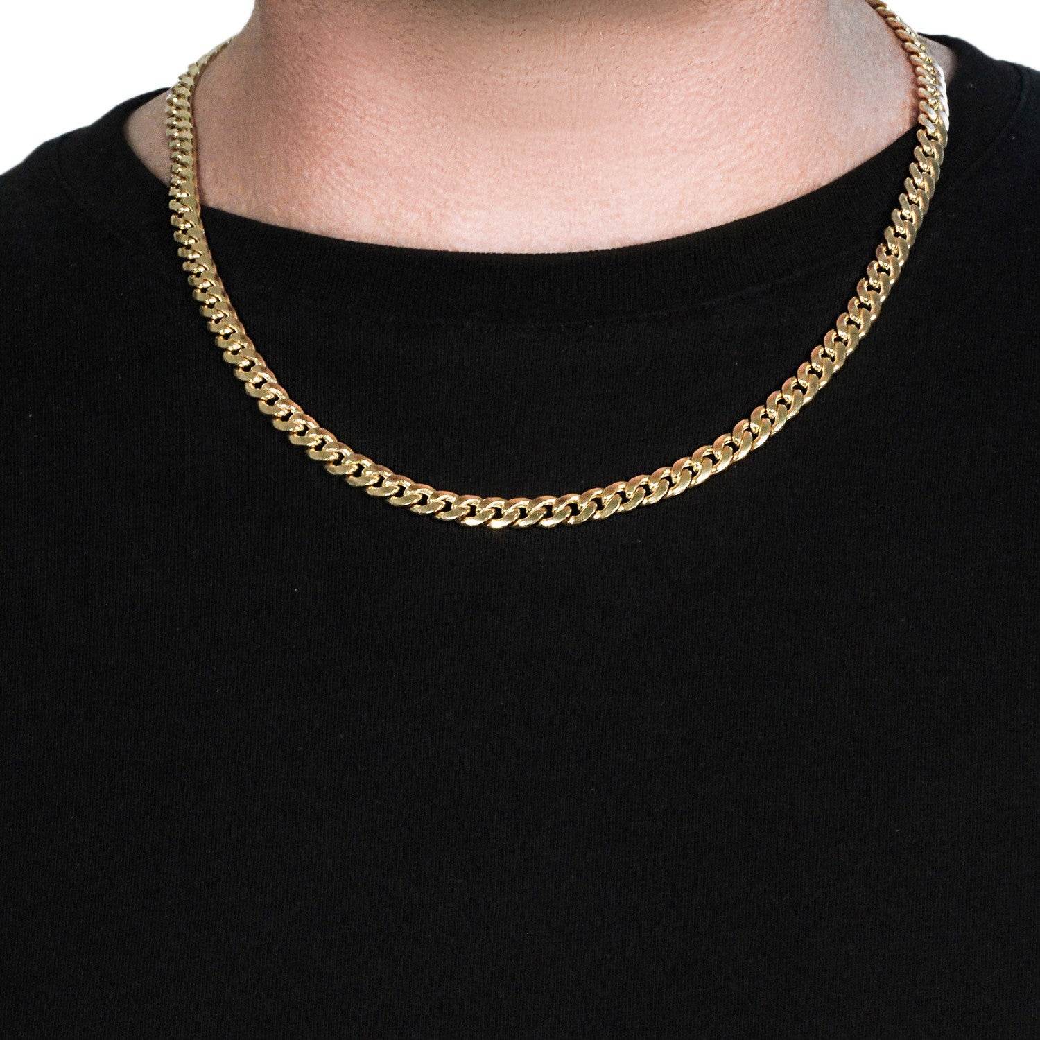 14k Yellow Gold Miami Cuban Semi Solid Chain (7.00 mm) - Sable Gold