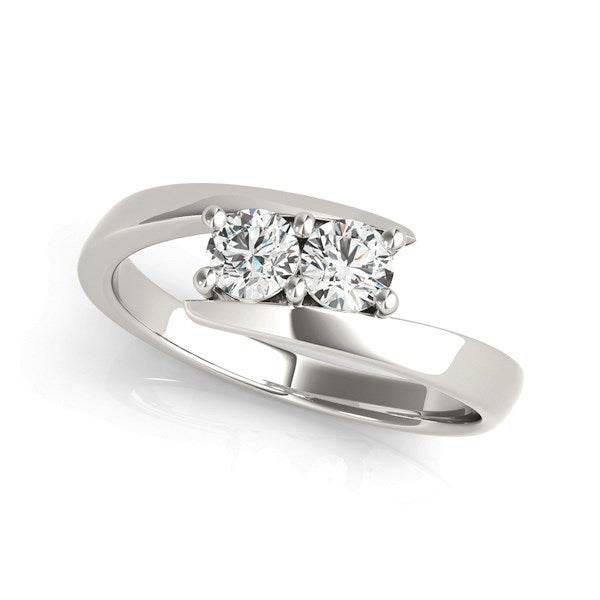 14k White Gold Round Two Stone Common Prong Diamond Ring (1/2 cttw) - Sable Gold