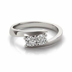 14k White Gold Round Two Stone Common Prong Diamond Ring (1/2 cttw) - Sable Gold